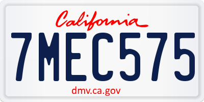 CA license plate 7MEC575