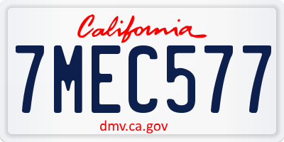 CA license plate 7MEC577