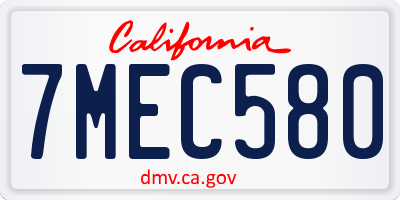 CA license plate 7MEC580