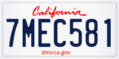 CA license plate 7MEC581