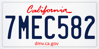 CA license plate 7MEC582
