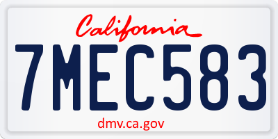 CA license plate 7MEC583