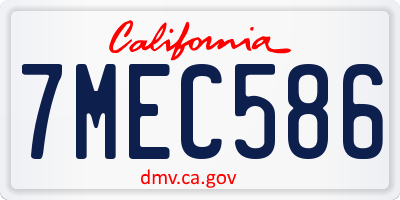 CA license plate 7MEC586