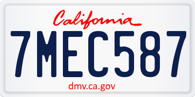 CA license plate 7MEC587