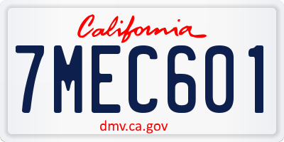 CA license plate 7MEC601