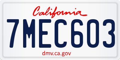 CA license plate 7MEC603