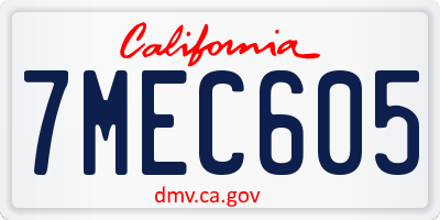 CA license plate 7MEC605