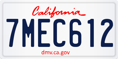 CA license plate 7MEC612
