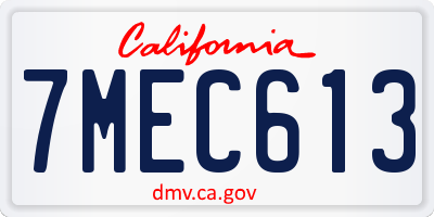 CA license plate 7MEC613