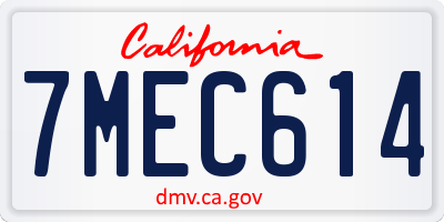 CA license plate 7MEC614