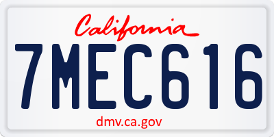 CA license plate 7MEC616