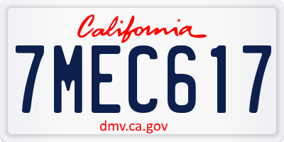 CA license plate 7MEC617