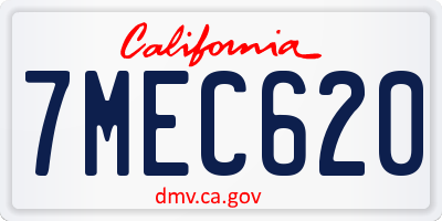 CA license plate 7MEC620