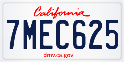 CA license plate 7MEC625