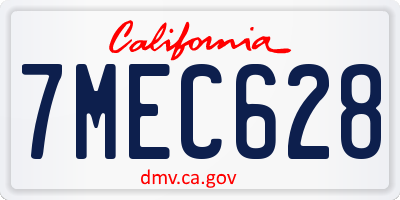 CA license plate 7MEC628