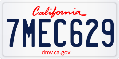 CA license plate 7MEC629