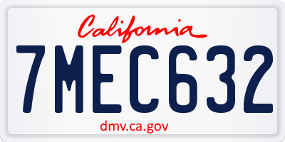 CA license plate 7MEC632