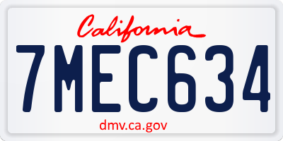 CA license plate 7MEC634