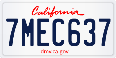 CA license plate 7MEC637