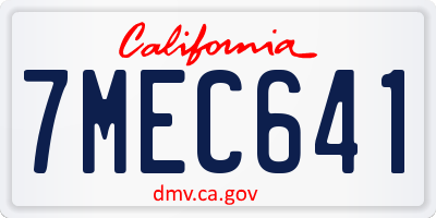 CA license plate 7MEC641