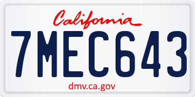 CA license plate 7MEC643