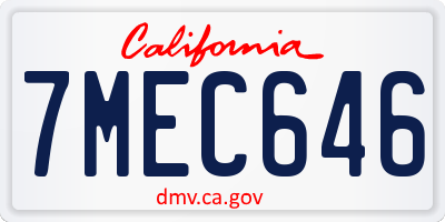 CA license plate 7MEC646