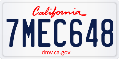 CA license plate 7MEC648