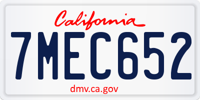 CA license plate 7MEC652