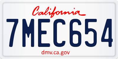 CA license plate 7MEC654