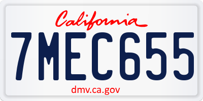 CA license plate 7MEC655