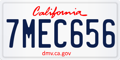 CA license plate 7MEC656