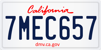 CA license plate 7MEC657