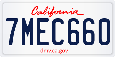 CA license plate 7MEC660