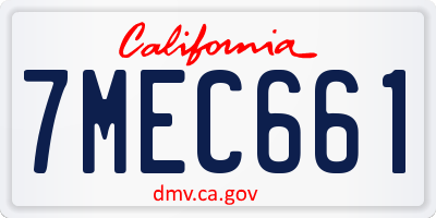 CA license plate 7MEC661
