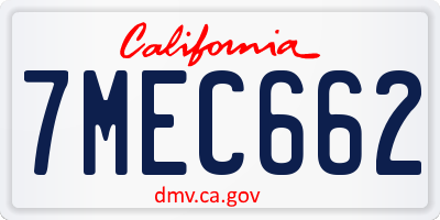 CA license plate 7MEC662