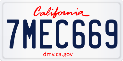 CA license plate 7MEC669