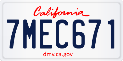 CA license plate 7MEC671