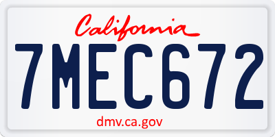 CA license plate 7MEC672