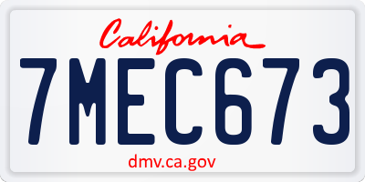 CA license plate 7MEC673