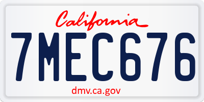 CA license plate 7MEC676
