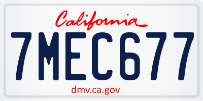 CA license plate 7MEC677