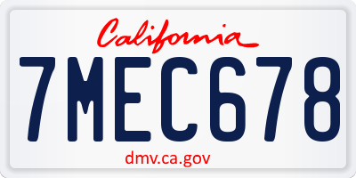 CA license plate 7MEC678
