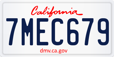 CA license plate 7MEC679