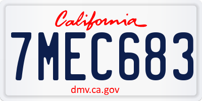 CA license plate 7MEC683