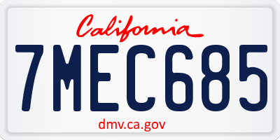 CA license plate 7MEC685