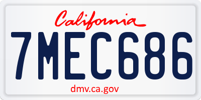 CA license plate 7MEC686