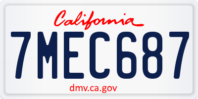 CA license plate 7MEC687