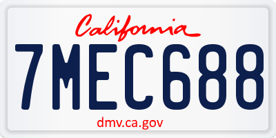 CA license plate 7MEC688