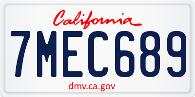 CA license plate 7MEC689
