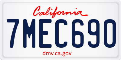 CA license plate 7MEC690